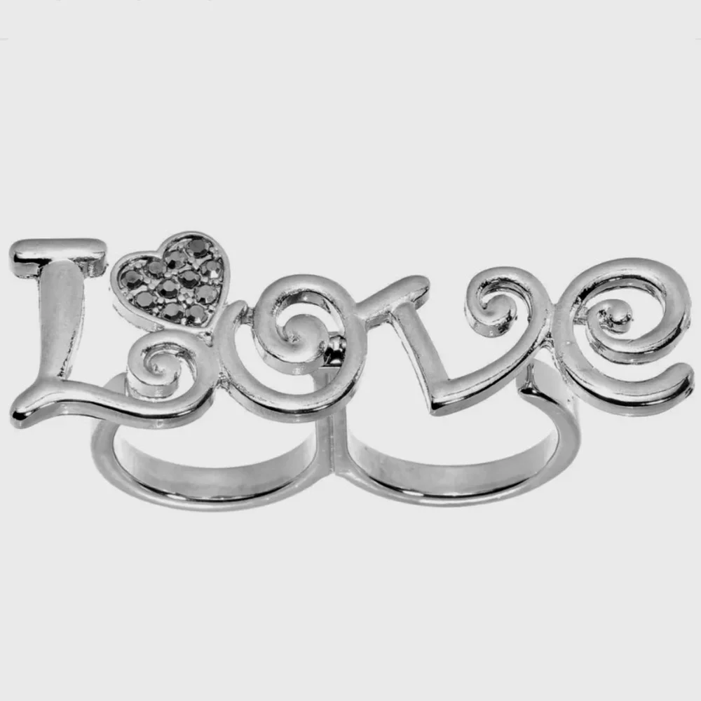 Gunmetal Colored Love Double Ring Size 6-7